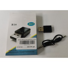 Адаптер USB+AUX B16D (Bluetooth), черный